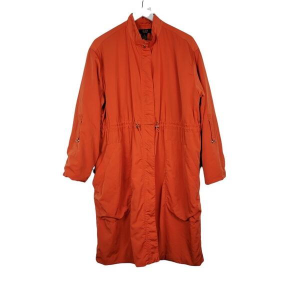 Victor by Victor Alfaro Orange Zipper All-Weather Trench Coat - L